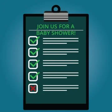 Writing note showing Join Us For A Baby Shower. Business photo showcasing 库存插图
