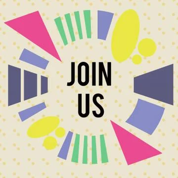 Writing note showing Join Us. Business photo showcasing Register in community 库存插图