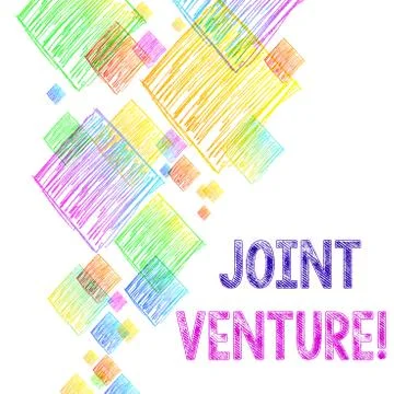 Writing note showing Joint Venture. Business photo showcasing New firm formed Stock Illustration