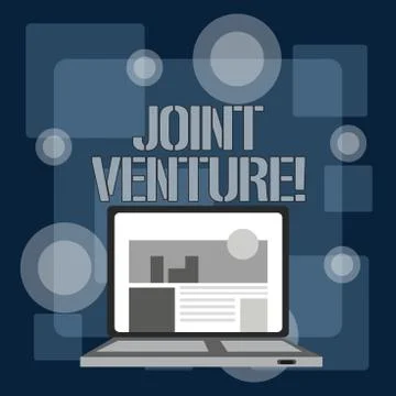 Writing note showing Joint Venture. Business photo showcasing New firm formed Stock Illustration