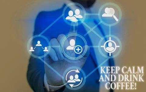 Writing note showing Keep Calm And Drink Coffee. Business photo showcasing Stock Photos