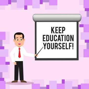 Writing note showing Keep Education Yourself. Business photo showcasing Learning Stock Illustration