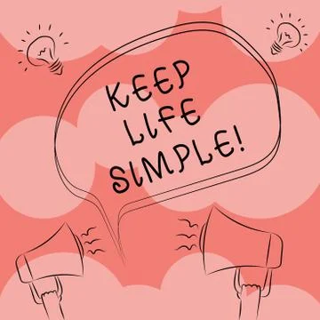 Writing note showing Keep Life Simple. Business photo showcasing invitation Stock Illustration