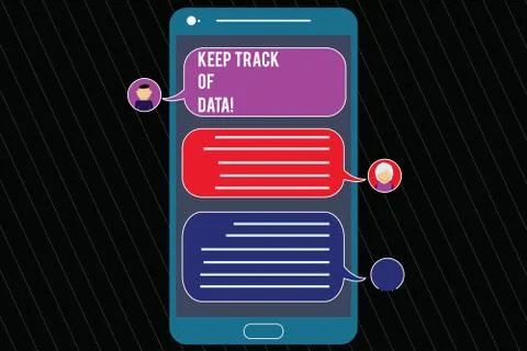 Writing note showing Keep Track Of Data. Business photo showcasing Be aware of Stock Illustration