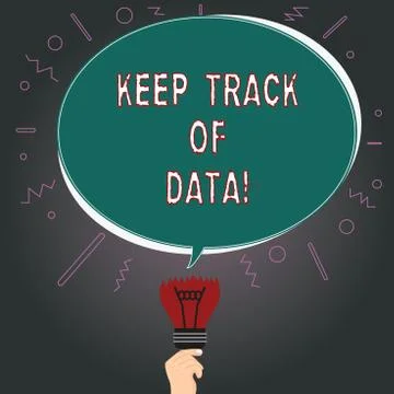 Writing note showing Keep Track Of Data. Business photo showcasing Be aware of Stock Illustration
