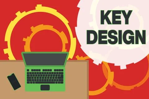 Writing note showing Key Design. Business photo showcasing a necessary or very Stock Illustration
