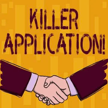 Writing note showing Killer Application. Business photo showcasing virtually Stock Illustration
