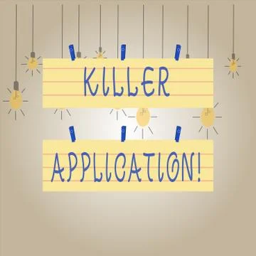 Writing note showing Killer Application. Business photo showcasing virtually Stock Illustration