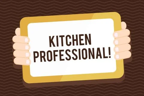 Writing note showing Kitchen Professional. Business photo showcasing equipped to Stock Illustration