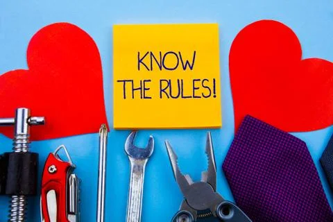 Writing note showing Know The Rules. Business photo showcasing set explicit or Stock Photos