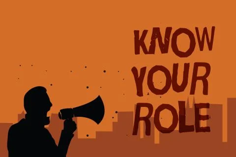 Writing note showing Know Your Role. Business photo showcasing Be clear of one Illustrazione stock