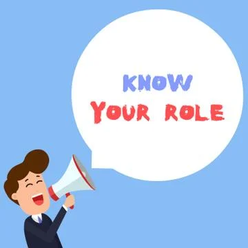 Writing note showing Know Your Role. Business photo showcasing end acting Illustrazione stock