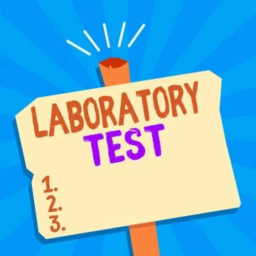 Writing note showing Laboratory Test. Business photo showcasing Determination of 스톡 일러스트