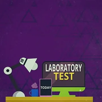 Writing note showing Laboratory Test. Business photo showcasing Determination of 스톡 일러스트