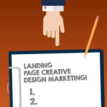 Writing note showing Landing Page Creative Design Marketing. Business photo イラスト素材
