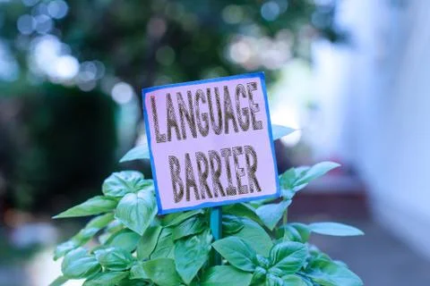 Writing note showing Language Barrier. Business photo showcasing difficulties in Foto stock