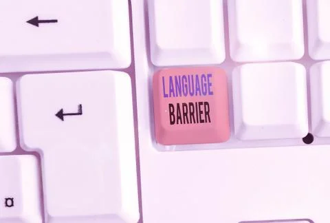 Writing note showing Language Barrier. Business photo showcasing difficulties in Foto stock