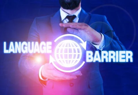 Writing note showing Language Barrier. Business photo showcasing difficulties in Foto stock