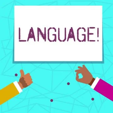 Writing note showing Language. Business photo showcasing Method of huanalysis Illustrazione stock