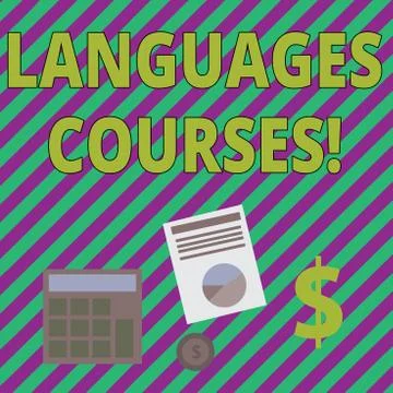 Writing note showing Languages Courses. Business photo showcasing set of classes Stock Illustration