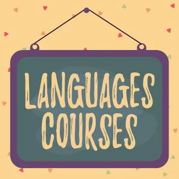 Writing note showing Languages Courses. Business photo showcasing set of classes Stock Illustration