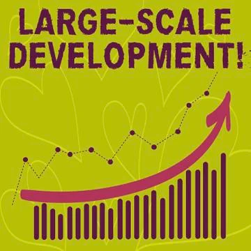 Writing note showing Large Scale Development. Business photo showcasing Develop Illustrazione stock