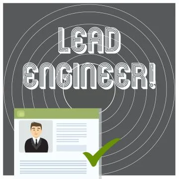 Writing note showing Lead Engineer. Business photo showcasing control his team Stock Illustration
