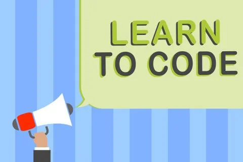 Writing note showing Learn To Code. Business photo showcasing Learn to write Stock Illustration