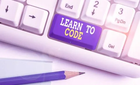 Writing note showing Learn To Code. Business photo showcasing Learn to write Stockfoto's