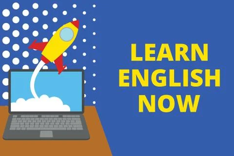 Writing note showing Learn English Now. Business photo showcasing gain or Stock Illustration