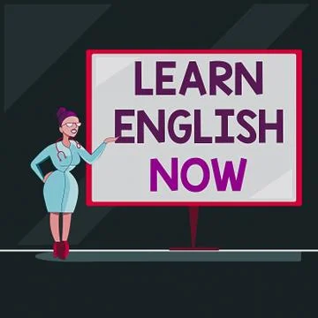 Writing note showing Learn English Now. Business photo showcasing gain or Stock Illustration