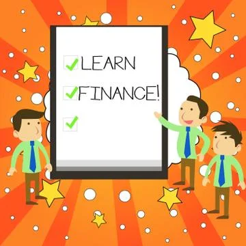 Writing note showing Learn Finance. Business photo showcasing study which fig Illustrazione stock