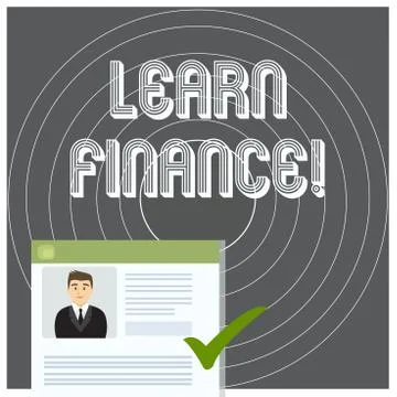 Writing note showing Learn Finance. Business photo showcasing study which Illustrazione stock