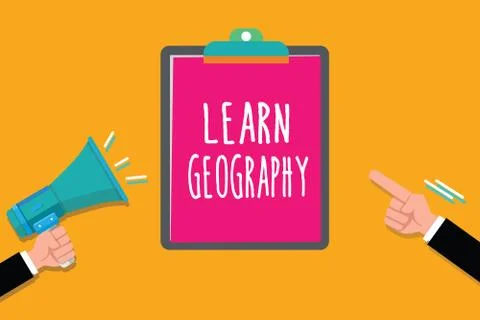 Writing note showing Learn Geography. Business photo showcasing study of Ilustración de archivo
