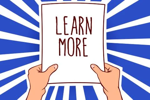 Writing note showing Learn More. Business photo showcasing Deepen knowledge of Stock Illustration