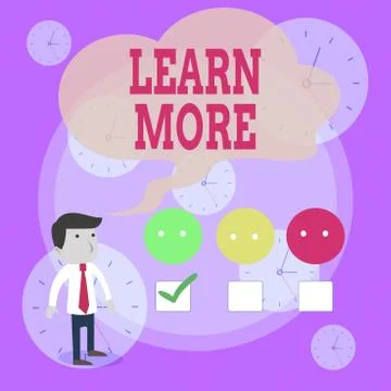 Writing note showing Learn More. Business photo showcasing Deepen knowledge of Illustrazione stock