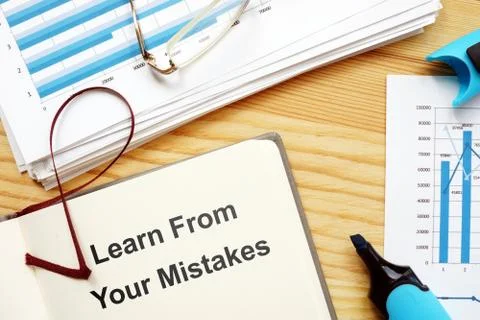 Writing note showing Learn From Your Mistakes. The text is written on a paper Stock Illustration