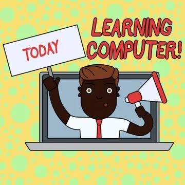Writing note showing Learning Computer. Business photo showcasing learn more Stock Illustration
