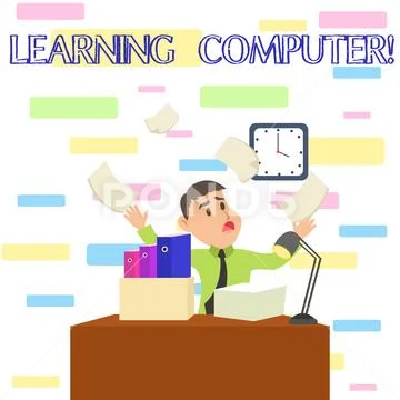 Writing note showing Learning Computer. Business photo showcasing learn more Stock Illustration
