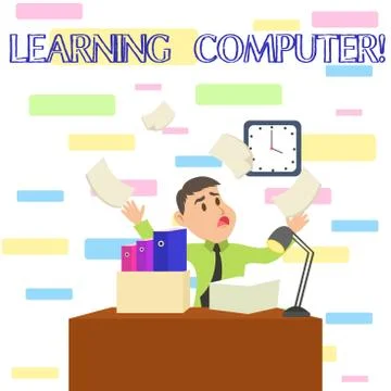 Writing note showing Learning Computer. Business photo showcasing learn more Illustrazione stock