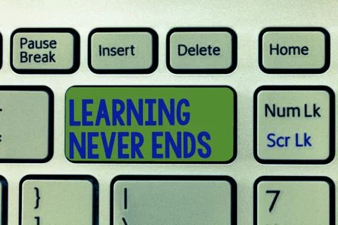 Writing note showing Learning Never Ends. Business photo showcasing Life Long Foto stock