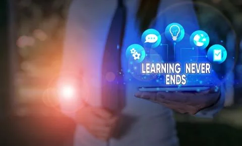 Writing note showing Learning Never Ends. Business photo showcasing Life Long Foto stock