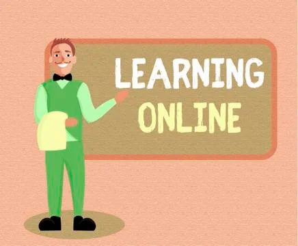 Writing note showing Learning Online. Business photo showcasing Learn something 스톡 일러스트