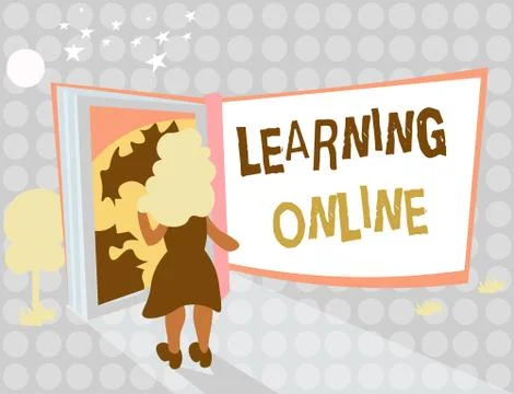 Writing note showing Learning Online. Business photo showcasing Learn something Illustrazione stock