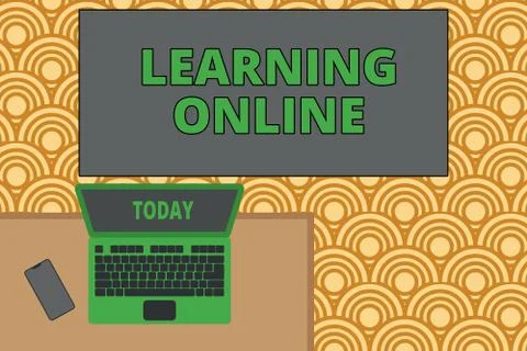 Writing note showing Learning Online. Business photo showcasing Learn something Illustrazione stock