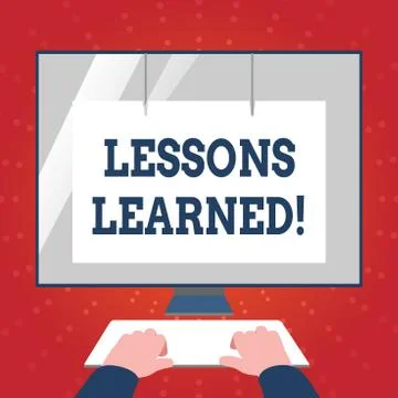 Writing note showing Lessons Learned. Business photo showcasing learning gained 스톡 일러스트