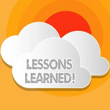 Writing note showing Lessons Learned. Business photo showcasing learning gained Stock Illustration