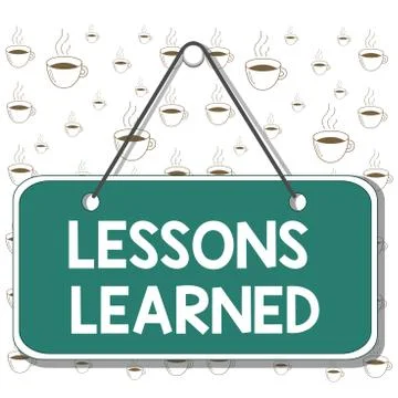 Writing note showing Lessons Learned. Business photo showcasing the knowledge or Stock Illustration