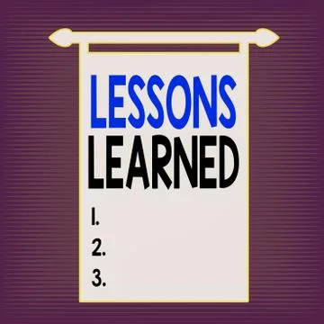Writing note showing Lessons Learned. Business photo showcasing experiences Stock Illustration
