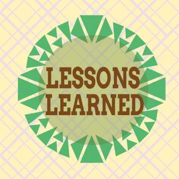 Writing note showing Lessons Learned. Business photo showcasing the knowledge or Stock Illustration